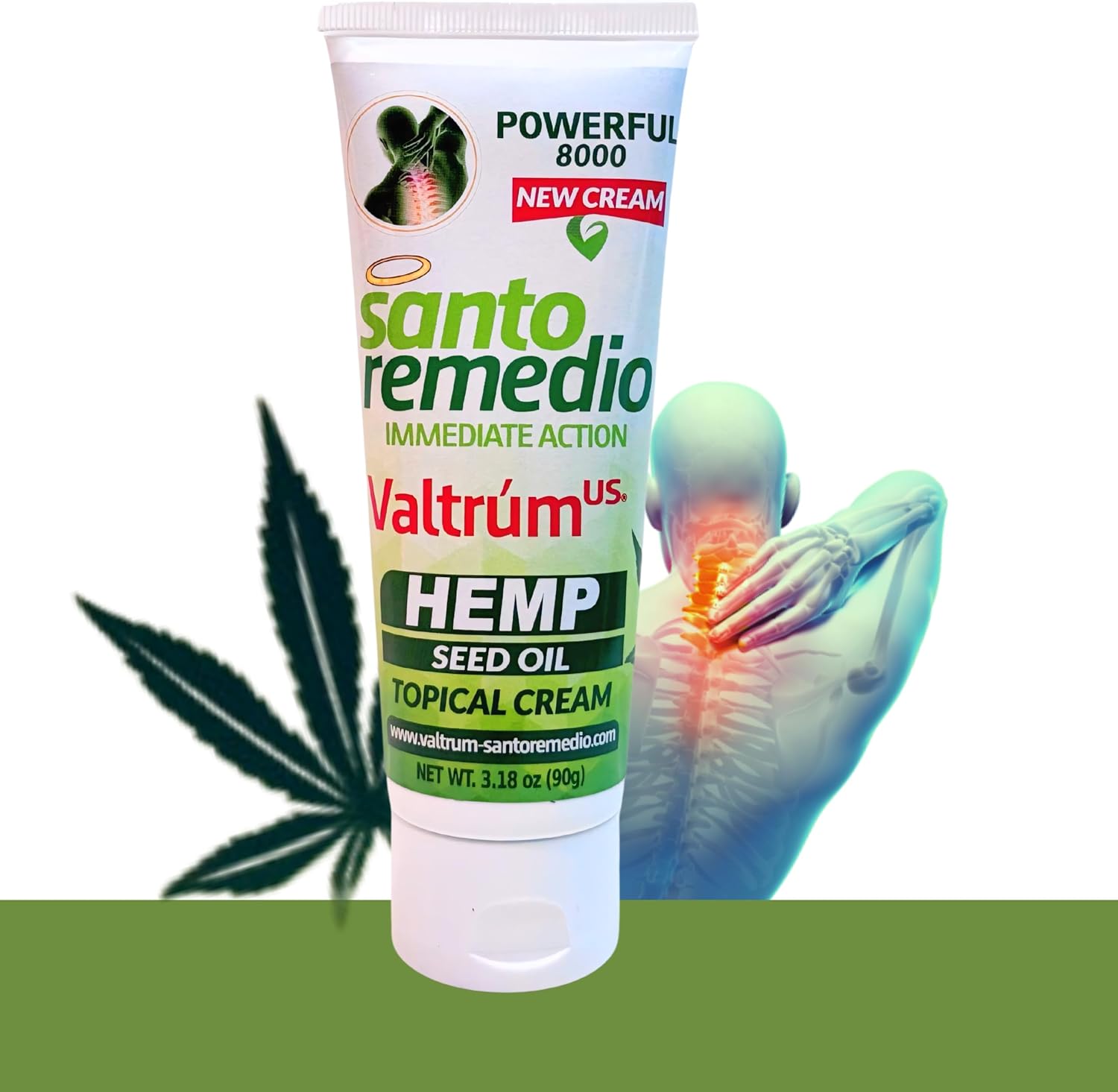 Valtrum® Hemp Seed Oil topical cream tube, 3.18 oz (90 g), USA